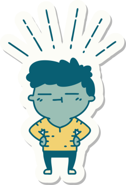 Bir insan tarafından çizilmiş dövme stili mutlu bir adam.