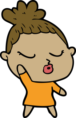 Bir insan tarafından çizilmiş sakin bir kadın çizgi filmi.