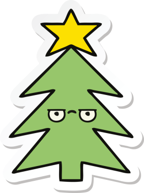 Bir insan tarafından çizilmiş şirin bir noel ağacının çıkartması.