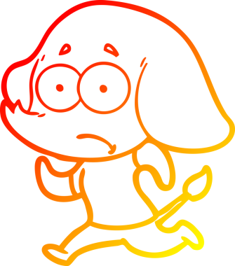 Karikatür çizen, kendinden emin olmayan bir fil bir insan tarafından çizilmiş.