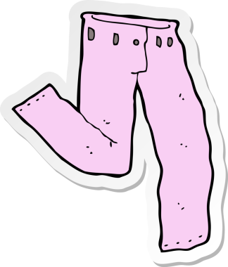 Bir insan tarafından çizilmiş pembe pantolonun çıkartması.