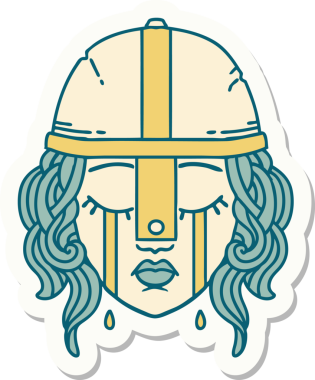 Bir insan tarafından çizilmiş ağlayan bir insan dövüşçüsünün çıkartması.