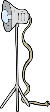 Bir insan tarafından çizilmiş karikatür fotoğraf stüdyosu lambası.