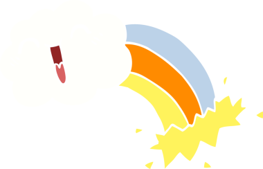 karikatür mutlu bulut ve gökkuşağı bir insan tarafından çizilmiş