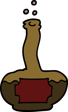 Bir insan tarafından çizilmiş eski bir rom şişesi.