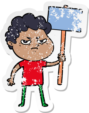 Bir insan tarafından çizilmiş kızgın bir adamın sıkıntılı çıkartması.