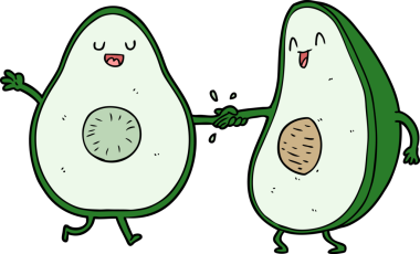 Bir insan tarafından çizilmiş avokado dansı çizgi filmi.
