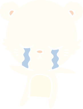 Ağlayan düz renkli çizgi film kutup ayısı bir insan tarafından çizilmiş.