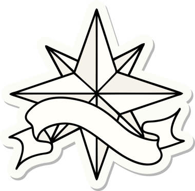 Bir insan tarafından çizilmiş bir yıldızın pankartına sahip dövme stili.