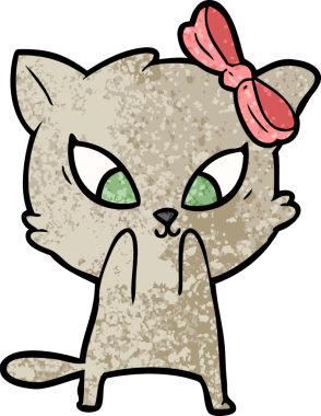 Bir insan tarafından çizilmiş çizgi film kedisi.