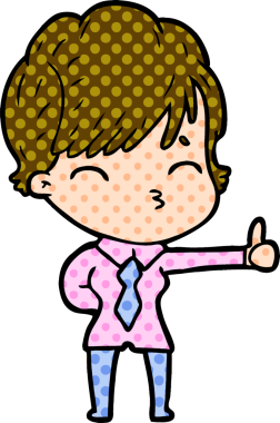 Bir insan tarafından çizilmiş bir çizgi film kadını.