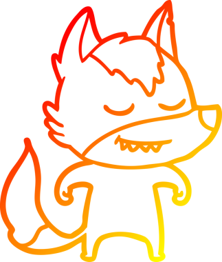 Bir insan tarafından çizilmiş dost canlısı bir kurt çizgi çizimi.