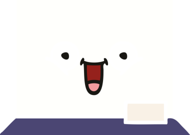 Bir insan tarafından çizilmiş beyaz bir panonun düz renkli retro karikatürü