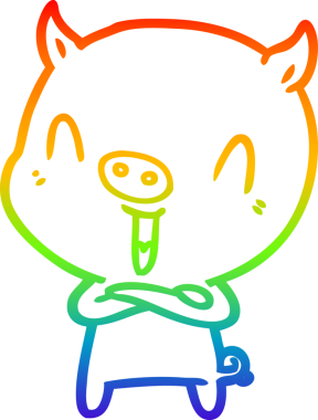 gökkuşağı gradyan çizimi mutlu çizgi domuz çizimi bir insan tarafından çizilmiş