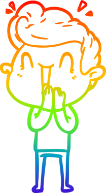 Gökkuşağı gradyanı çizimi bir insan tarafından çizilmiş heyecanlı bir çizgi film