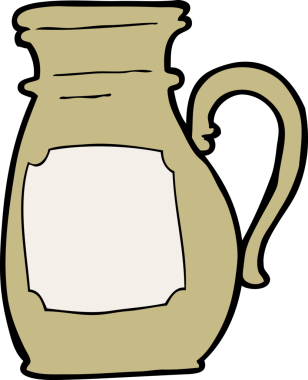 Bir insan tarafından çizilmiş karikatür sürahisi