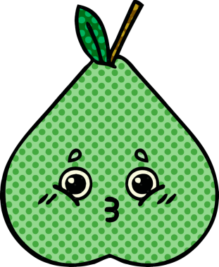 bir insan tarafından çizilmiş yeşil bir armut çizgi romanı