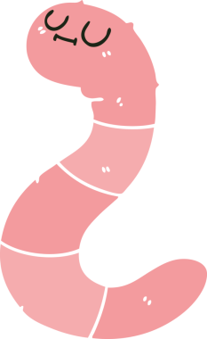 Bir insan tarafından çizilmiş garip bir çizgi film solucanı.