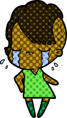 Bir insan tarafından çizilmiş ağlayan bir kız.