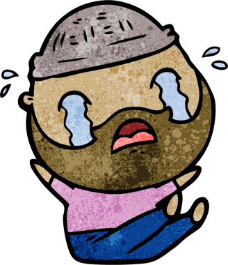 Çizgi film sakallı adam bir insan tarafından çizilmiş ağlıyor.