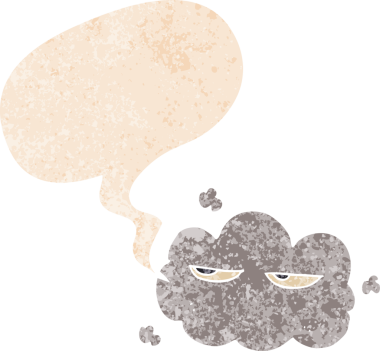 Bir insan tarafından çizilmiş grunge sıkıntılı retro biçiminde konuşma baloncuğu ile sevimli çizgi film bulutu