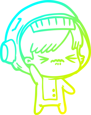 Bir insan tarafından çizilmiş soğuk gradyan çizgili astronot kadın çizimi.