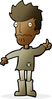 Çizgi filmdeki gergin adam bir insan tarafından çizilmiş baş parmak işareti veriyor.