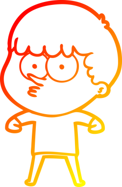 Bir insan tarafından çizilmiş, çizgi film karakteri meraklı bir çocuk çizimi.