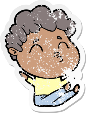 Bir insan tarafından çizilmiş karikatür adamın sıkıntılı çıkartması.