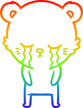 Bir insan tarafından çizilmiş ağlayan çizgi film ayısının çizimi.