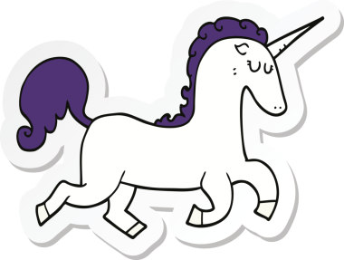 Bir insan tarafından çizilmiş tek boynuzlu atın çıkartması.