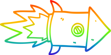 Bir insan tarafından çizilmiş bir uzay roketinin gökkuşağı gradyanı çizimi