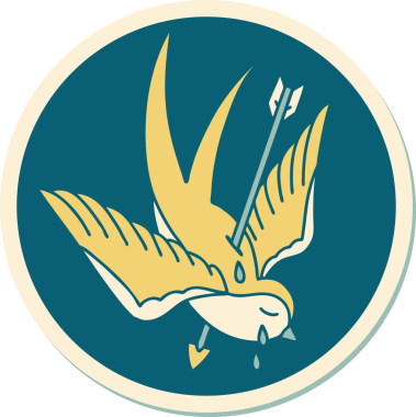 Dövme çıkartması, geleneksel bir kırlangıç stili. Bir insan tarafından çizilmiş ağlama sesi.