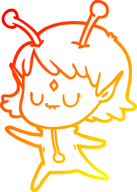 Bir insan tarafından çizilmiş bir uzaylı kız çizgi çizimi.