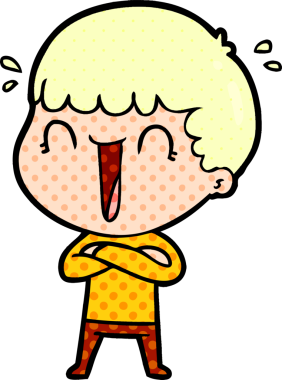 Bir insan tarafından çizilmiş gülen karikatür adam.