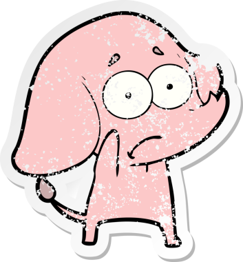 Bir insan tarafından çizilmiş belirsiz bir filin sıkıntılı çıkartması.