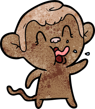 Bir insan tarafından çizilmiş çılgın çizgi film maymunu