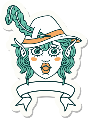 Bir insan tarafından çizilmiş afiş ile bir Elf şair karakter yüzü çıkartması