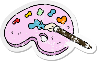 Bir insan tarafından çizilmiş garip bir el çizimi karikatür paleti.