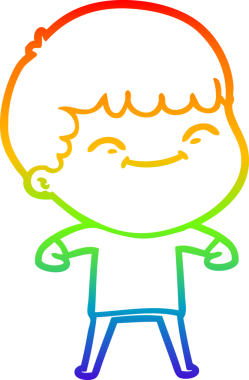 gökkuşağı gradyan çizgi çizimi bir insan tarafından çizilmiş mutlu bir çocuk