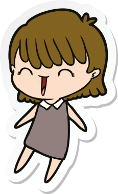 Bir insan tarafından çizilmiş bir karikatür kadının çıkartması.