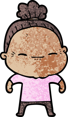 Bir insan tarafından çizilmiş barışçıl yaşlı bir kadın.