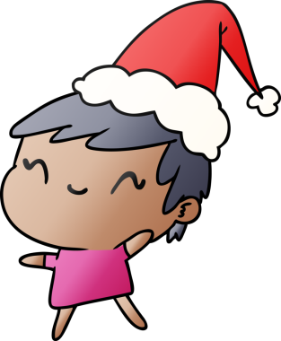 Bir insan tarafından çizilmiş Kawai kızının el çizimi gradyan çizgi filmi.