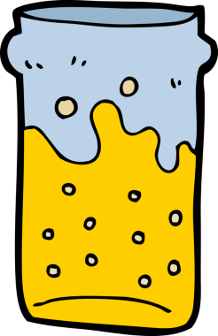 Bir insan tarafından çizilmiş yarım litre bira.