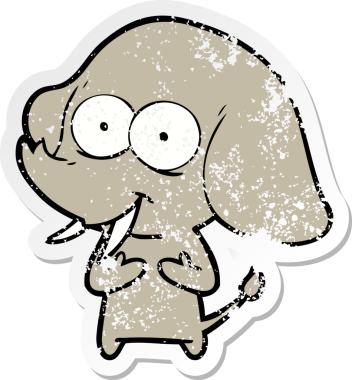 Bir insan tarafından çizilmiş mutlu bir filin sıkıntılı çıkartması.