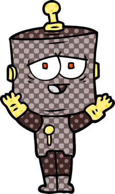 Bir insan tarafından çizilmiş çizgi film robotu