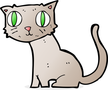 Bir insan tarafından çizilmiş çizgi film kedisi.