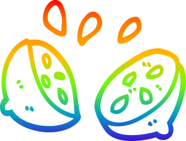 Gökkuşağı gradyan çizgi çizimi Bir insan tarafından çizilmiş yarım limon