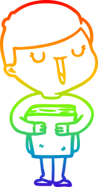 Gökkuşağı gradyan çizimi mutlu bir çocuğun bir insan tarafından çizilmiş kitabı hakkında konuşması.