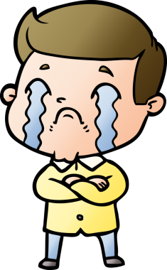 Bir insan tarafından çizilmiş ağlayan çizgi film adamı.